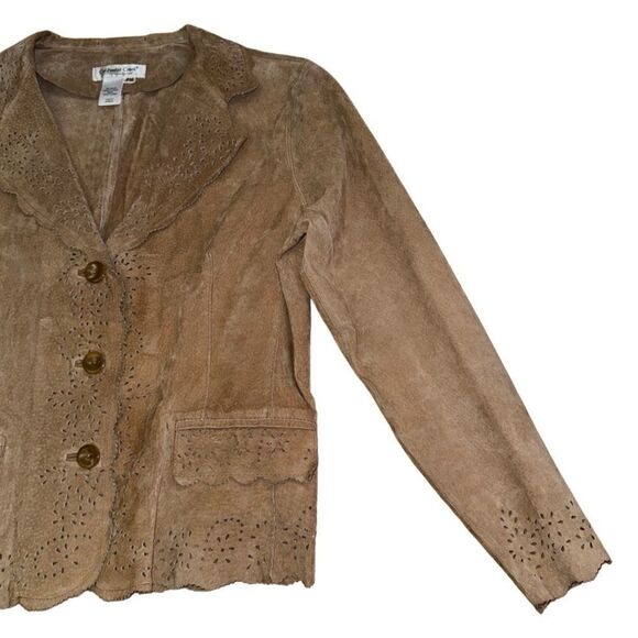 Coldwater Creek 100% Leather Eyelet Jacket - Neutral/Tan - Size PM - Picture 4 of 7